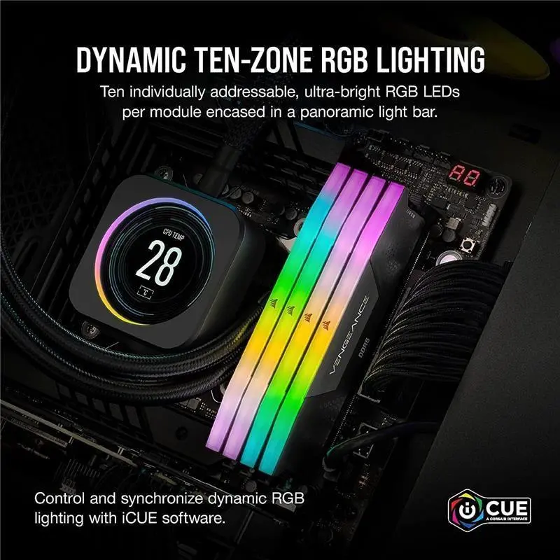 VENGEANCE RGB DDR5 RAM 32GB (2x16GB) 6000MHz CL36 Intel XMP iCUE Compatible Computer Memory - Black (CMH32GX5M2E6000C36) 3