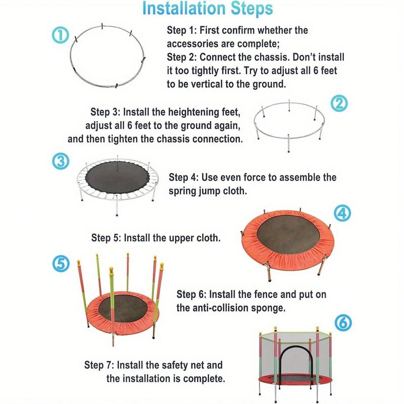 5 FT Trampoline With Safety Net Cover And Accessories Free Space Hopper For Indoor And Outdoor Use Red 3