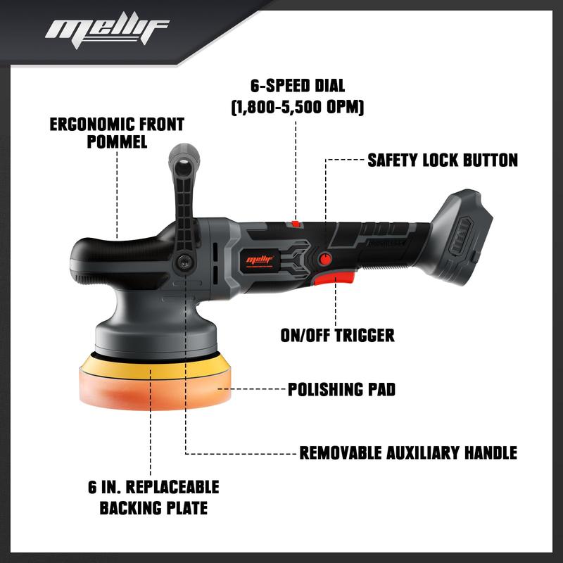 Product Introduction of Cordless DA Buffer Polisher Compatible with Dewalt 20V Battery 4
