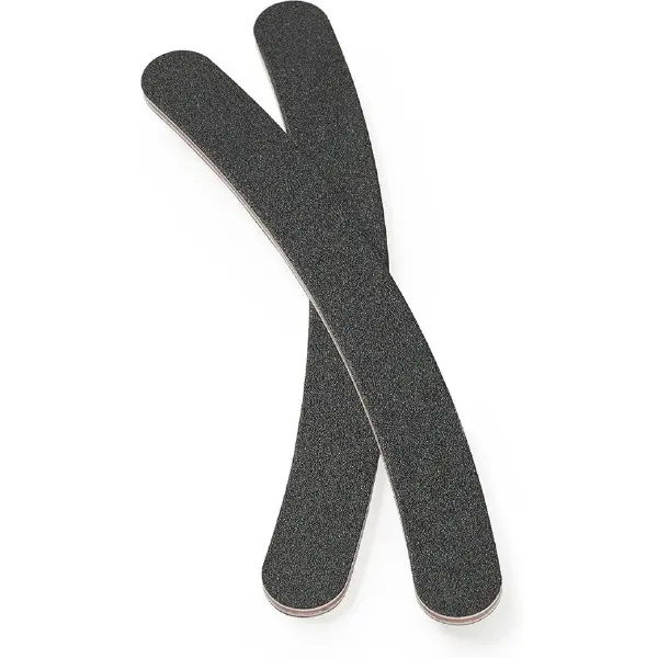 2 Pack Curved Nail Files, Boomerang Shape For Ease of Use, Black Emery Boards, Natural And Artificial Nails, Double Sided Medium Grit, For At Home DIY Salon Professional Manicure Or Pedicure