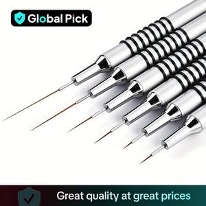 Nail Art Detailer Striping Brush Set with Metal Handle, 6 Counts Nail Art Liner Brushes Set, Nail Art Painting Brush, Nail Art Tool, Nail Tech Supplies, Nailkit, Manicure Brush