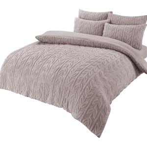 Leaf Print Teddy Fleece Duvet Set with Reversible Sherpa Fleece Ultra-Soft Winter Bedding for Single Double King Size Beds by OLIVIA ROCCO