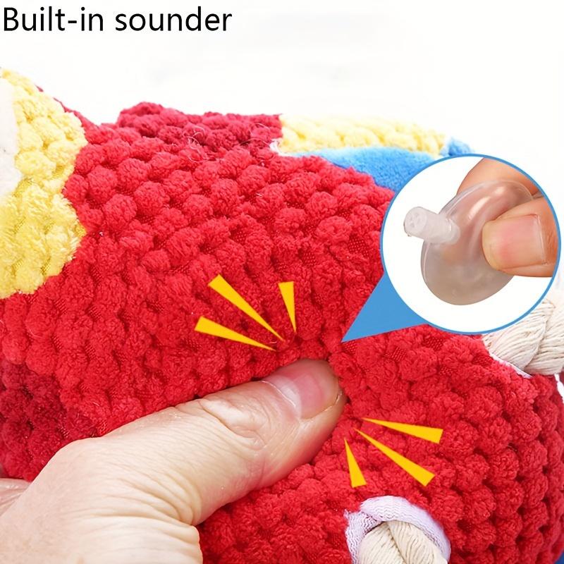 Good Oasis  Red Plush Dog Chew Toy in the Shape of a Parrot, Equipped with Sound Effects for Effective Teeth Cleaning. 6