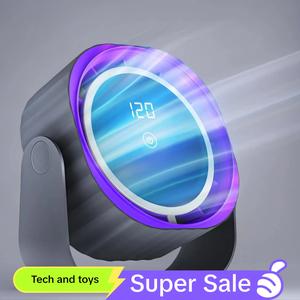 Portable Desk Fan, 360° Adjustable Tilt 4 Speeds Digital Display Desktop Fan, Fan for Bedroom, Office, Kitchen, Home, Outdoor, Portable Rechargeable Fan, Bladeless Fan, Mini Air Cooler Fan, Portable Handheld Turbo Fan, USB Rechargeable Fan