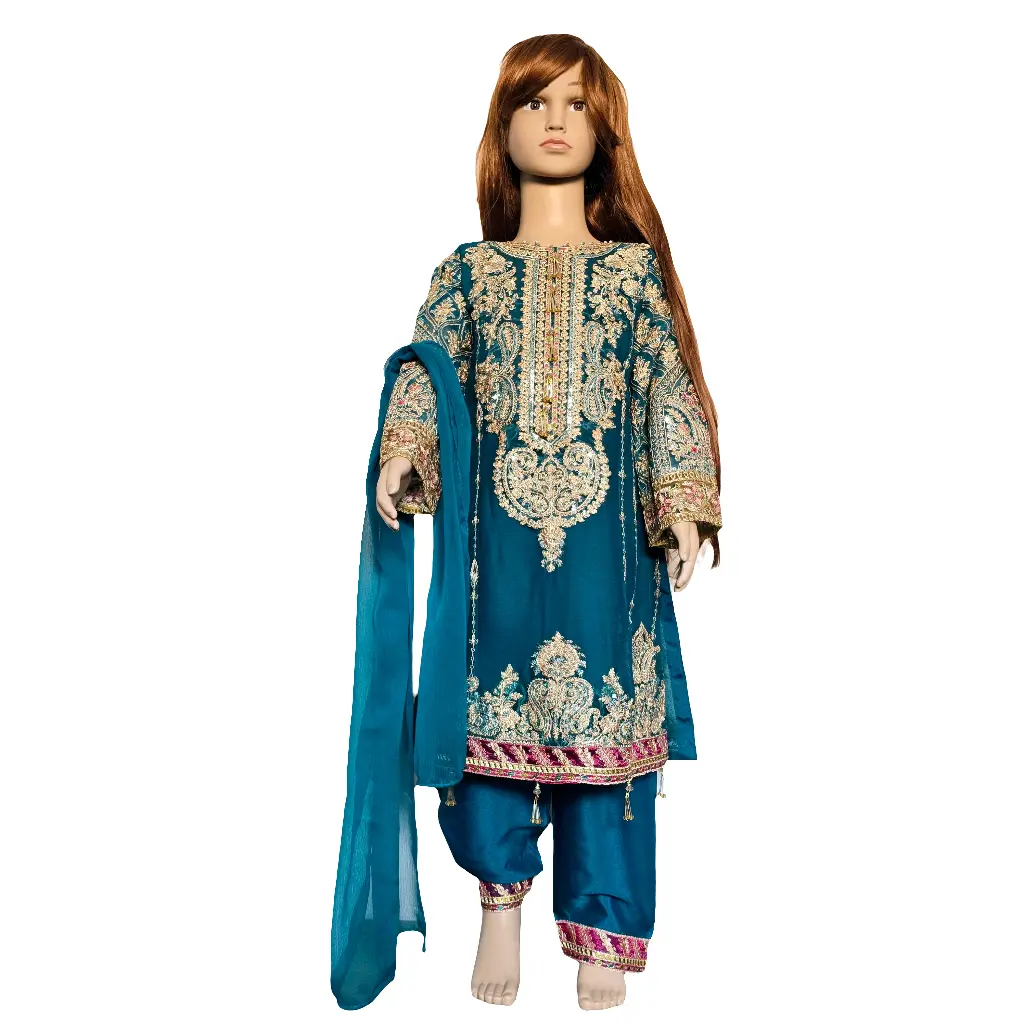 Eid Collection 2025 | Baby Girl Embroidered 3Pc Kameez Shalwar for Eid & Party wear Chiffon Comfort Dress Dupatta Outfit Shirt Traditional Trouser Clothing