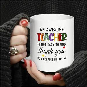 Letter Pattern Coffee Mug, Durable Heat Resistant Coffee Mug with Handle, Creative Gift for Teacher