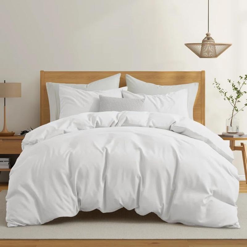 Luxury 100% Egyptian Cotton Duvet Quilt Cover Bedding Sets, Hotel Quality 200 Thread Count Duvet Set with Pillowcases, Super Soft Non-Iron Easy-care Long Staple with Button Closure Machine Washable Duvet Cover Set Single Double King Super King Sizes 2