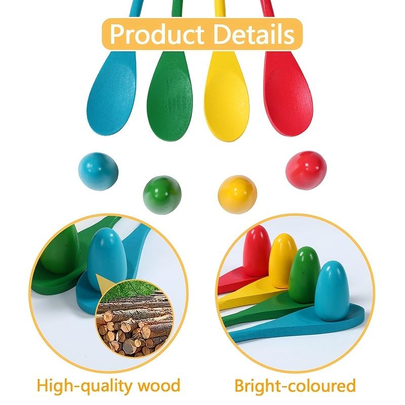 Product Introduction of 4 Sets Wooden Balance Spoons - Easter Egg Spoon Race Game Set for Party Decorations, Outdoor Fun Games, and Party Gifts, Party Supplies 5