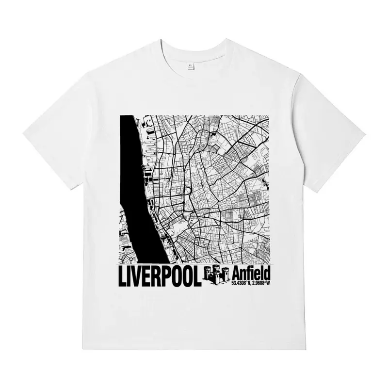 Liverpool Fc Anfield Minimalist Football Stadium Map T-Shirt, Unisex 100% Cotton Short Sleeve, Football Fan Gift Liverpool Players 2
