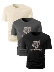 Men's Tiger & Letter Print Round Neck Tee, Regular Fit Casual Short Sleeve T-shirt for Daily Wear, Men's Top for All Seasons