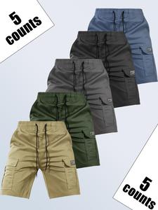Men's Letter Print Multi-pocket Cargo Shorts, Regular Fit Casual Fashion Comfy Shorts for Summer, Men's Bottoms for Daily Wear, Menswear