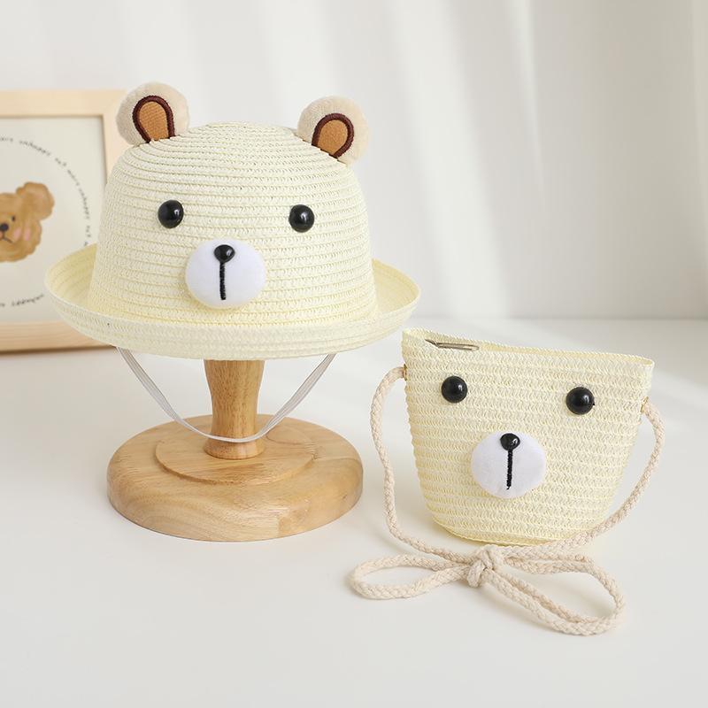 【REDERICTEM】Children's bag straw hat set sun hat summer children's sun protection hat baby sun hat cute cartoon pattern 6