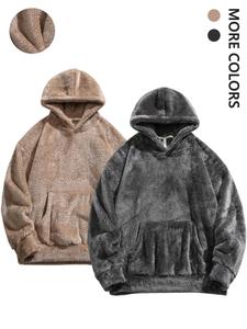 Men's Solid Drop Shoulder Thermal Lined Hoodie, Fashion Casual Regular Fit   Pocket Hooded Sweatshirt for Daily Holiday Outdoor Wear, Men Clothes for Winter