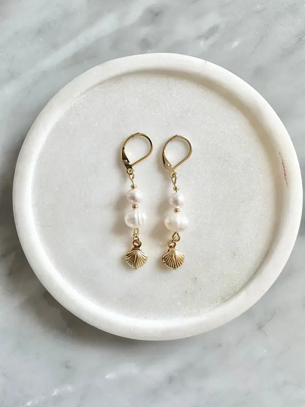 Gold Vermeil Pearl & Shell Drop Earrings 3