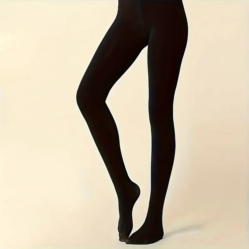 1 Pair Women'S Black Sun-Protective Solid Color Knit Nylon Pantyhose, 88% Polyamide 12% Spandex, Machine Washable, 90g/m² Weight Womenswear Comfort Basic Minimalist 1