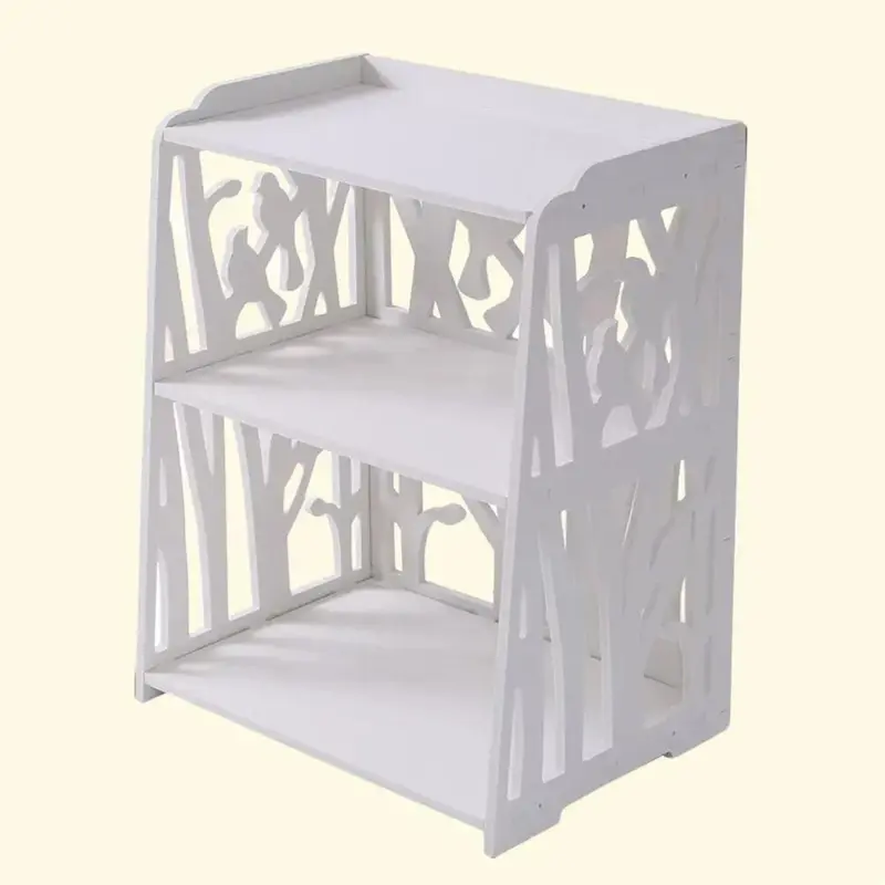 3 Tier Shelves Cabinet Wooden Bedroom Bedside Cabinet Furniture Storage Nightstand Side Table 2