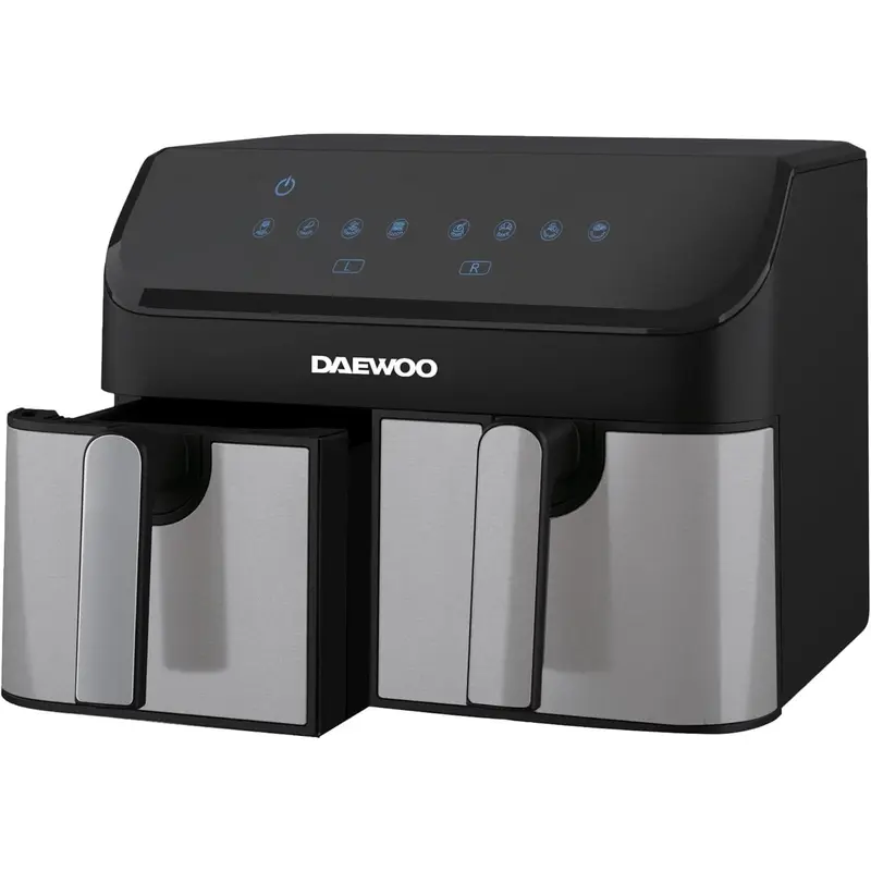 Daewoo Digital Air Fryer, Double 4.5 Litre Draws With Sync Function To Match Draw Times, Use Less Oil For Healthier Baking, Roasting, Grilling With 60 Minute Timer, Family Sized, 9 Litres 0