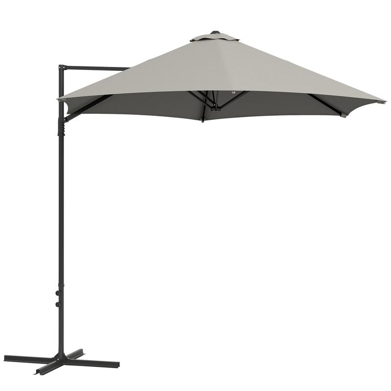 Outsunny 2.5m Rotating Cantilever Parasol - Light Grey 0