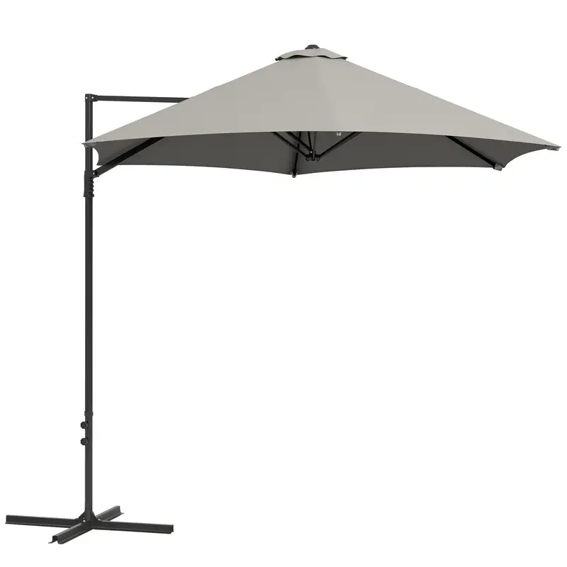 Outsunny 2.5m Rotating Cantilever Parasol - Light Grey 0