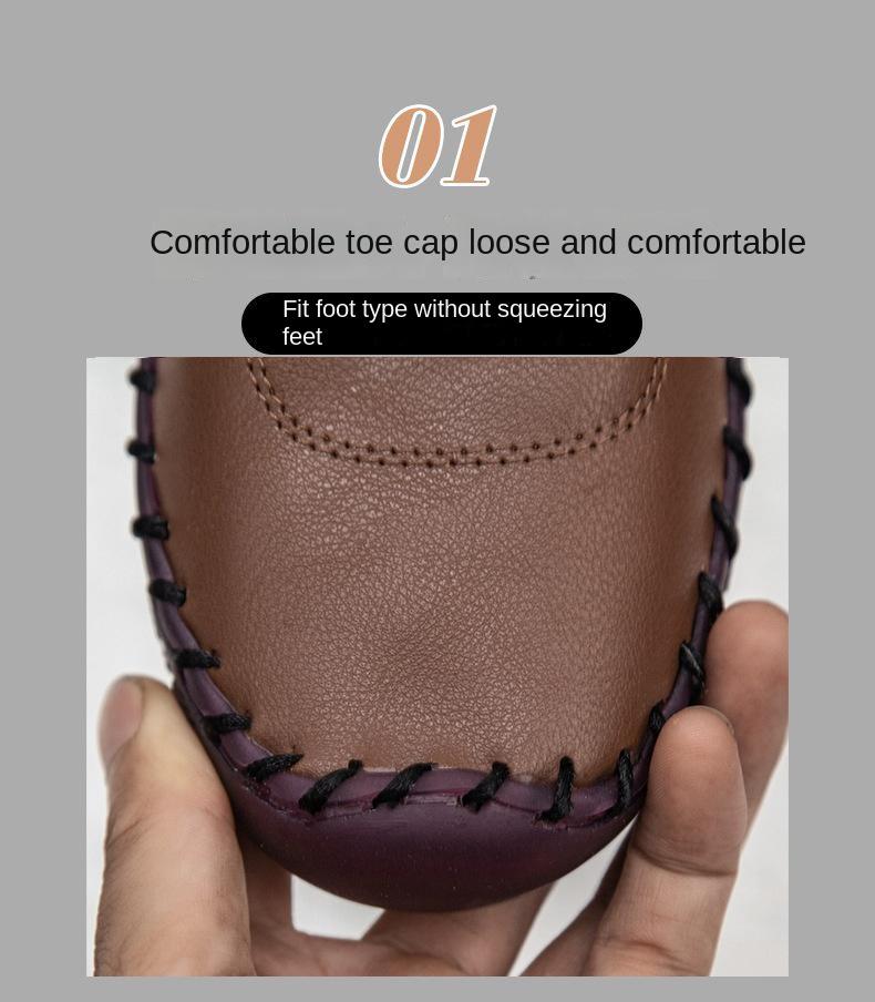 Product Introduction of Women Summer Shoes Leather Handmade Shoes Mom Comfortable Lightweight Oxford Large Size Soft Sole Shoes 2