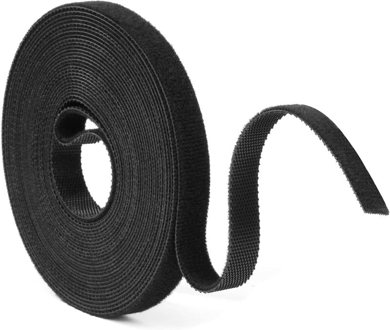 DECOWIB Fastening Tape Hook and Loop Cable Ties, 10mm x 10m Reusable Self Adhesive Cable Ties Straps for Cable Management, Cord Organizer Straps, Black (10m) 0
