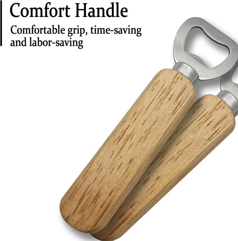 Bottle Opener, Wooden Handle Bottle Opener, Wine Beer Soda Glass Cap Opener 3