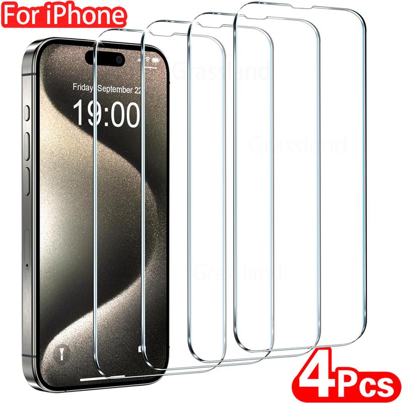 4Pcs Tempered Glass For iPhone 16 15 14 13 12 11 Pro Max Screen Protector For iPhone  XS Max XR Protective Glass Film 0