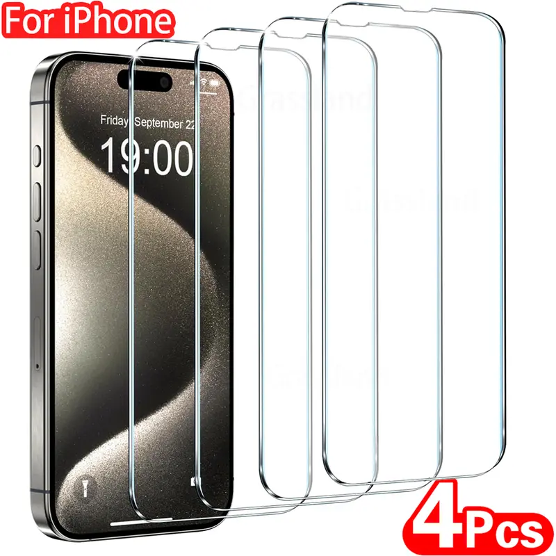 4Pcs Tempered Glass For iPhone 16 15 14 13 12 11 Pro Max Screen Protector For iPhone  XS Max XR Protective Glass Film 0