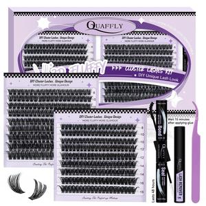 Mixed Length Individual False Eyelashes & Tweezers & Glue & Glue Remover, 360pcs/set Natural Look Eyelashes Kit, Eye Makeup, Eyelashes Extensions, Cluster Lashes Kit, Eyelash Tools, Lash Clusters, Volume Individual Lashes, Cosmetic, Wispy Eyelash Clusters