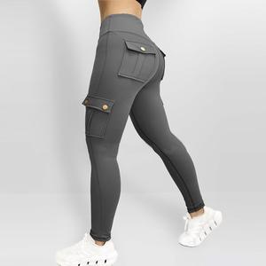 ChicMe Women's Butt Lifting Leggings with Flap Pockets High Waist Tummy Control Workout Cargo Pants