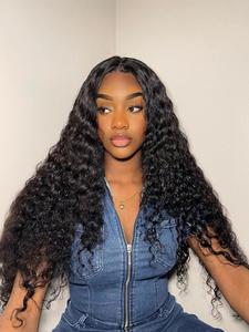 200% Density Deep Wave 4x4 Lace Closure Wigs, Pre-plucked Natural Hairline Wigs, Remy Lace Front Human Hair Wigs for Women Girls