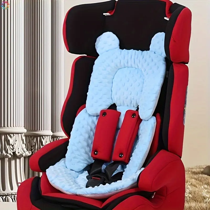Rainbow Snowman A Dual - Sided Thickened, Warm and Breathable Car Seat Liner for Infants and Toddlers. It's a Universal Fit Cushion Made of Polyester Fiber, Available in Pink and Blue. 0