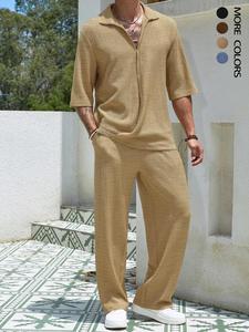 Men's Solid Color Short Sleeve Tee & Pocket Pants Two-piece Set, Loose Casual Comfy Breathable Outfits for Summer, Men's Clothes for Daily Wear, Menswear, Loungewear, Summer Outfits 2025, Lounge Sets