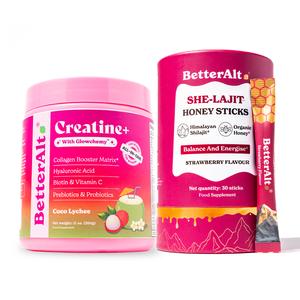 Brand Day Bundle For Lives - Creatine+ with Glowchemy & SHE-Lajit Honey Sticks For Women