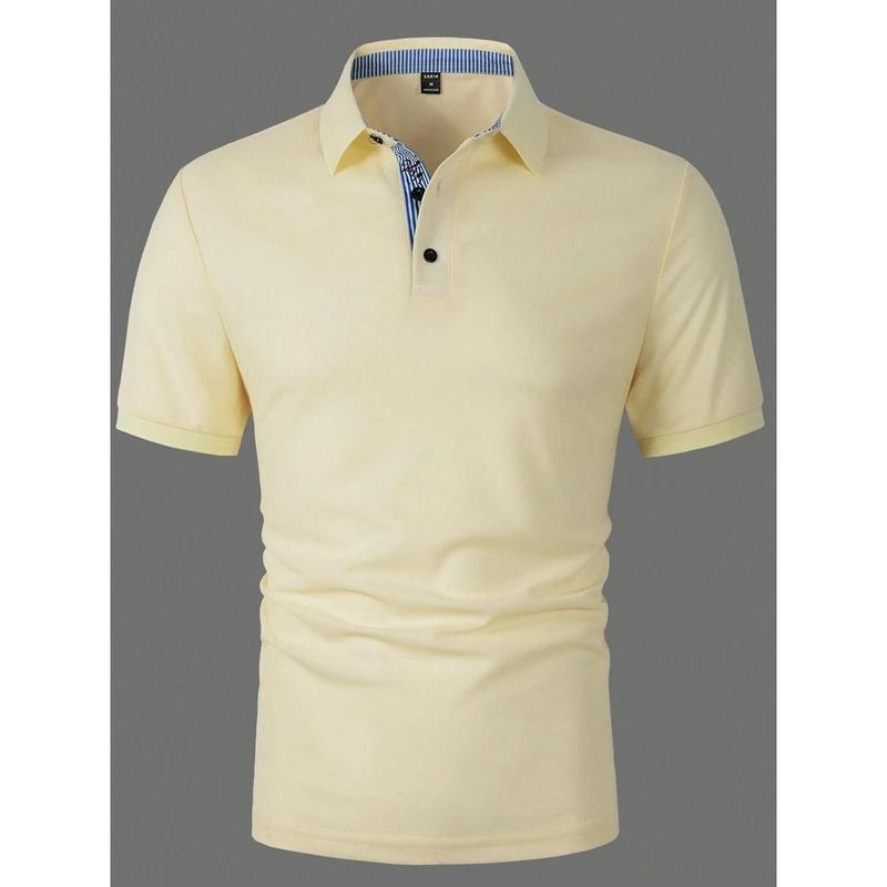 Manfinity Mode Men Letter Embroidery Detail Collar Polo Shirt, For Work Menswear Top Tropical Shortsleeve 3
