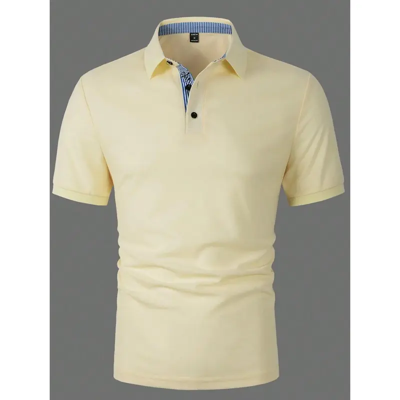 Manfinity Mode Men Letter Embroidery Detail Collar Polo Shirt, For Work Menswear Top Tropical Shortsleeve 3