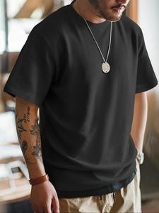 Men's Solid Waffle Knit Tee, Loose Casual Fashion Round Neck Short Sleeve T-shirt for Summer, Men's Top for Daily Wear, Tropical