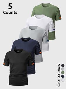 Men's Quick Drying Short Sleeve Tee, Breathable Comfortable Round Neck T-shirt for Gym Workout Running, Casual Crew Neck Top for Summer
