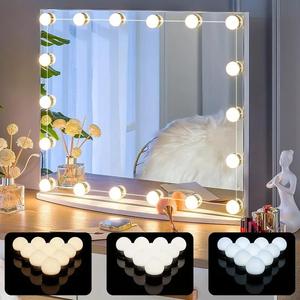 LED Mirror Light Kit, USB Rechargeable Dimmable Mirror Light with Bulbs, Makeup Room Mirror Light, Home Decor Supplies, Lighted Makeup Mirror