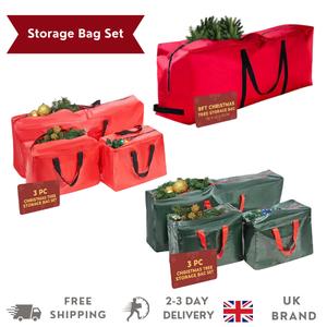 Festive Fix 3-Piece Storage Bag Set – Heavy Duty Waterproof Christmas Tree, Wreath & Decoration Storage Bags – Tear-Resistant, Multi-Use Organiser for Holiday Décor and Seasonal Items