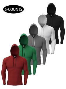Men's Solid Color Long Sleeve Sports Hoodie, Sporty Breathable Comfortable Hooded Sweatshirt for Gym Workout Running, Casual Sportswear for Men