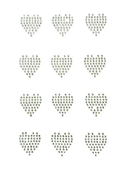 Full Of Love 12 or 6 Hearts Rhinestone Transfers Bling SET OF 12 4