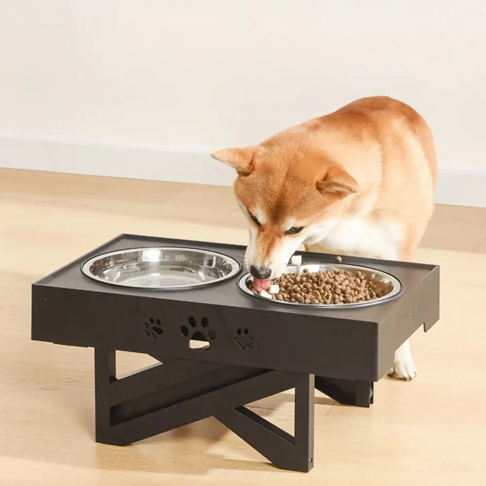 Voltsify Elevated Dog Feeder with 2 Stainless Steel Bowls and Adjustable Height