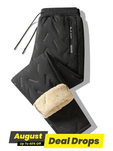 Men's Letter Print Drawstring Thermal Lined Soft Pants, Casual Regular Fit Straight Leg Trousers, Versatile Basic Menswear, Cozy Winter Bottoms, Work Trousers Men