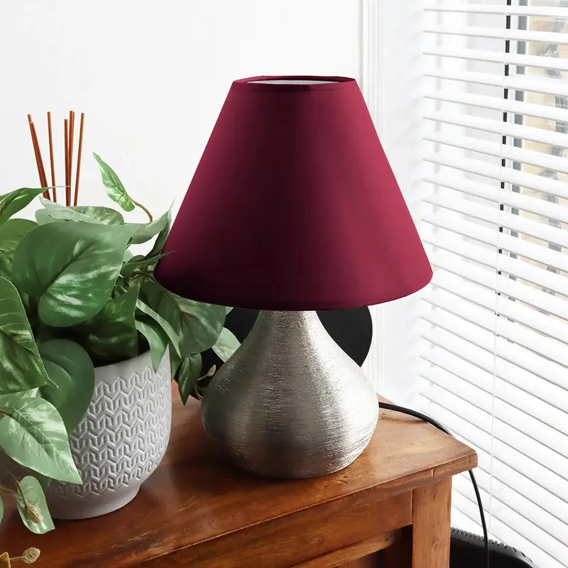 Adjustable Fabric Coolie Lamp Shade 9 Inch | 4 Classic Colours (Slate Blue, Cream, Red, White) – Versatile for Table & Pendant Lamps led  lamp  wireless  charger 2