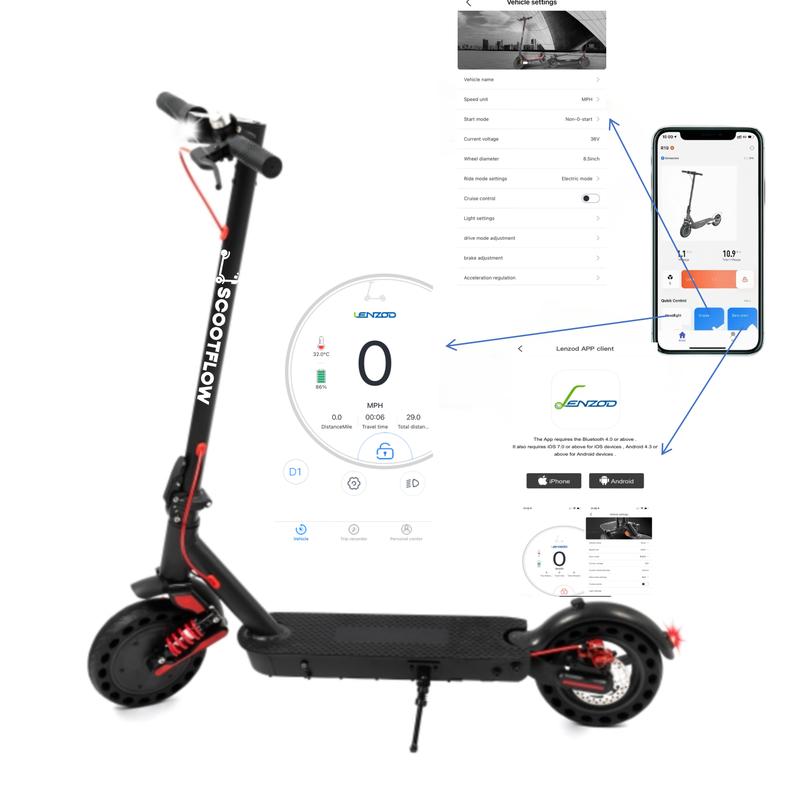 Electric Scooter, 10 Inch Electric Scooter Adult Electric Scooter, 30km Long Distance, 3 Speed ​​Modes, with APP Control, Dual Braking System, Dual Shock Absorption, Fast Charging Foldable Electric Scooter for Adults and Teenagers 3