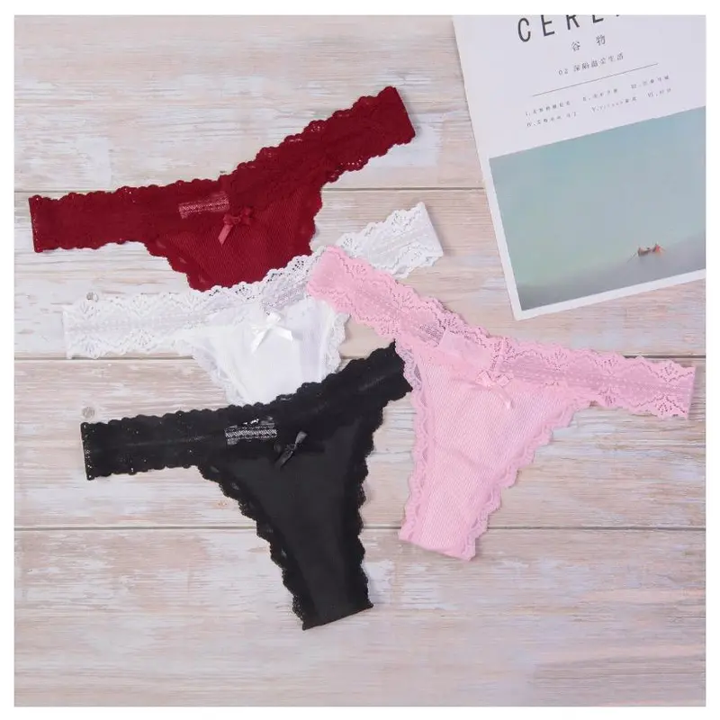 High Quality Ladies Thongs Low-Rise Lace G-String Briefs Bow Breathable Seamless Hot XS Polyamide Hipster Everyday Sexy for 5