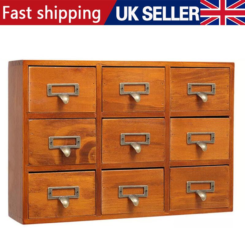 Desktop Small Wooden Chest of Drawers Storage Unit Cabinet Shelves Organiser Box 0