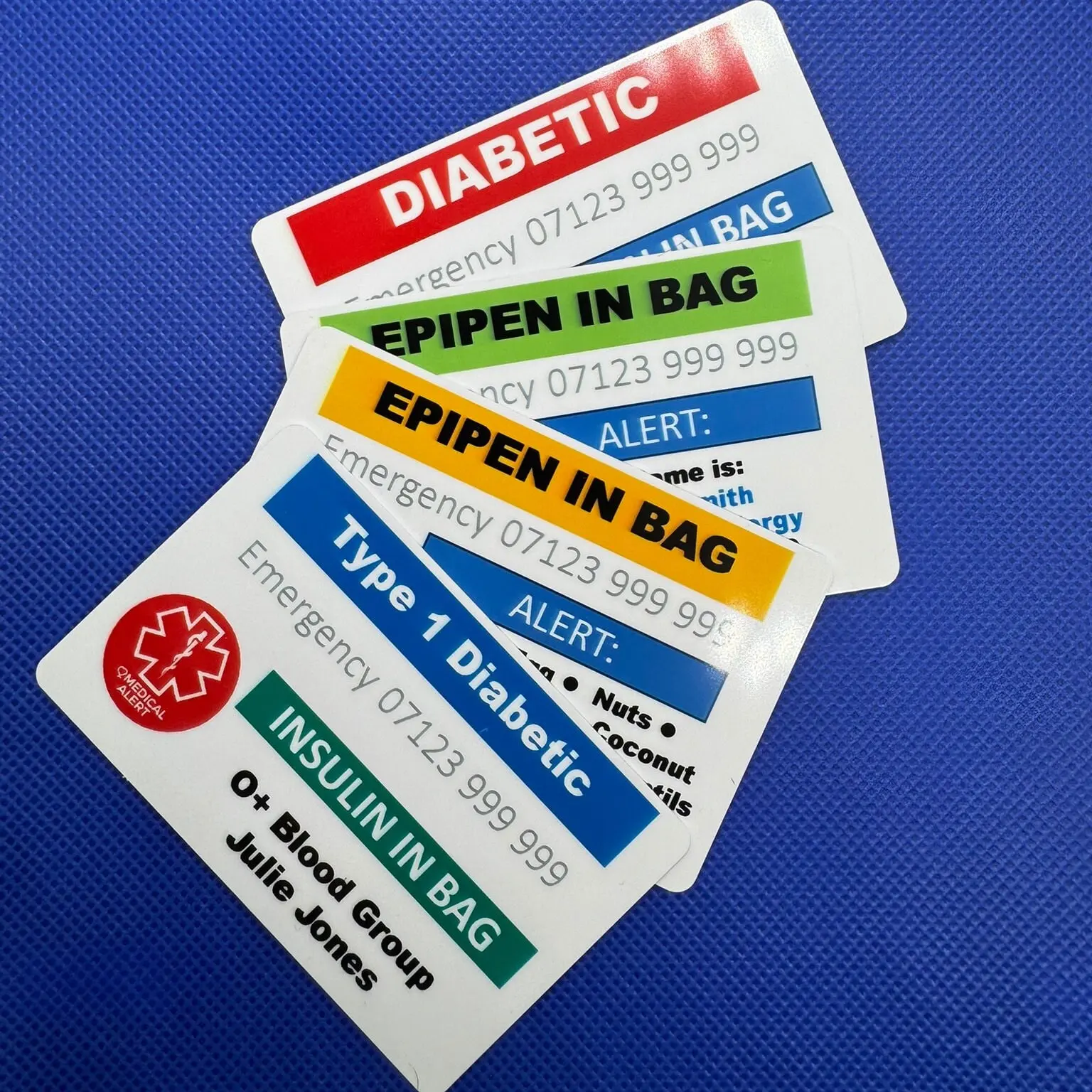 EPIPEN IN BAG or Diabetic Card Custom Allergy Emergency Alert Tag Personalised Emergency Contact Card Medical Label Epi-Pen Alergy Alert