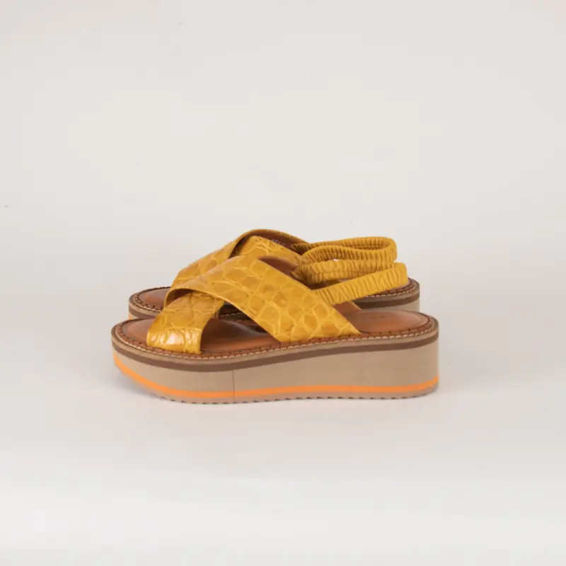 Robert Clergerie Yellow Croc Effect Platform Sandals 2